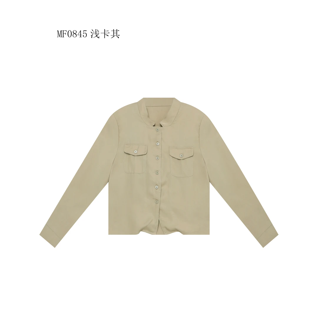 【麻訪家】MF0845浅卡其文艺复古简约休闲百搭开衫外套