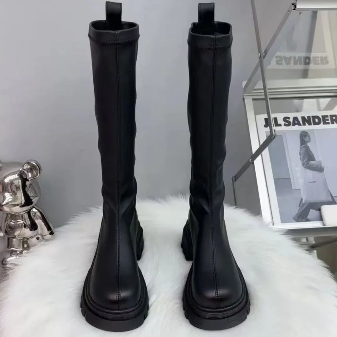 时装中筒长靴过膝高筒加绒瘦瘦厚底2025鞋子女款秋冬