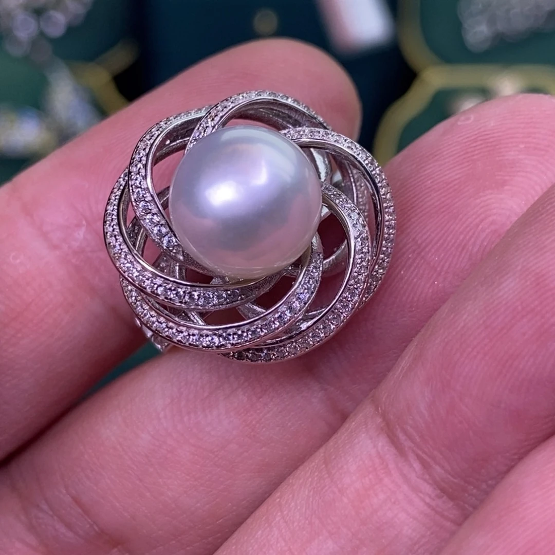 银S925镶嵌戒指海水珍珠