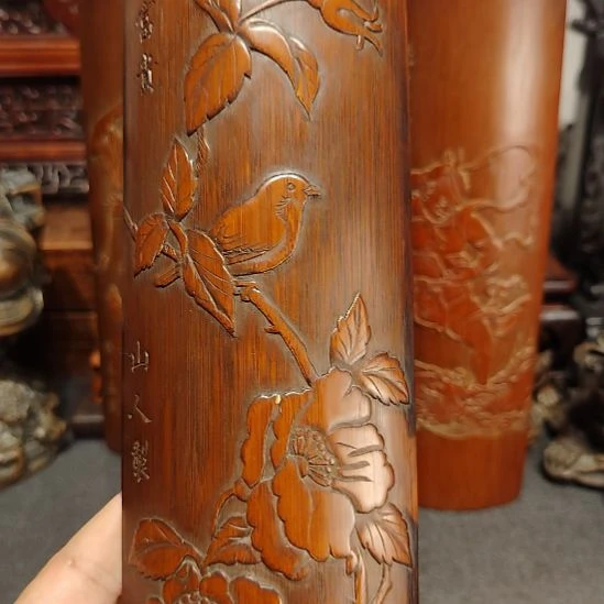 江***风竹竹雕花鸟笔阁一块
