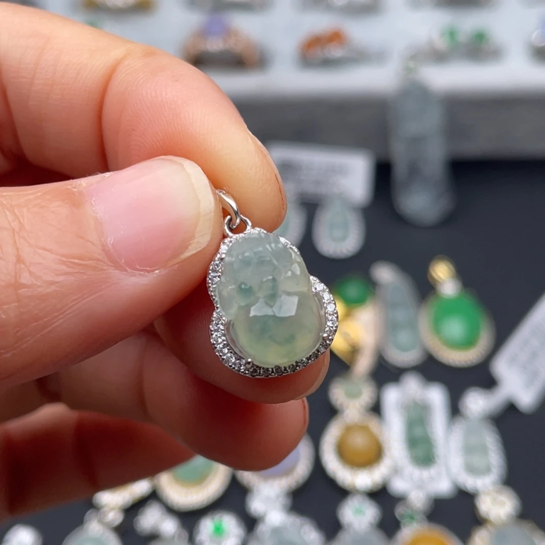 翡翠银S925镶嵌吊坠(不含链)