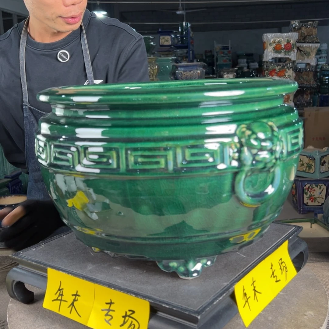 一风堂石湾花盆。高温裂微瑕