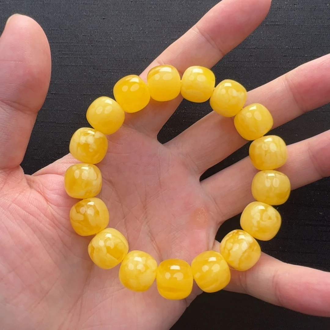 裸石琥珀未镶嵌焦皮橘妖同料手串12mm
