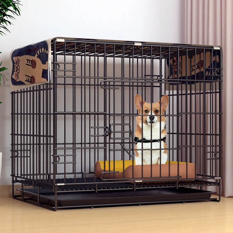 加粗狗笼子中小型犬宠物折叠笼家用宠物猫笼子泰迪室内狗笼带厕所