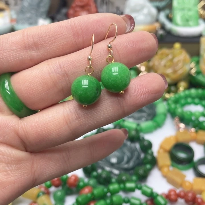 翡翠未镶嵌手链耳坠干青处理19