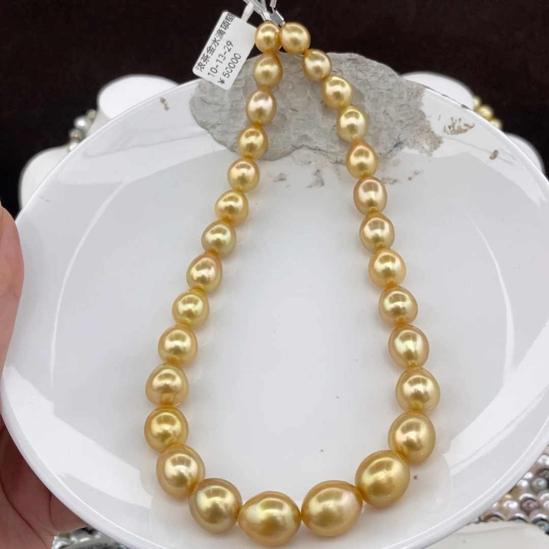 海水珍珠项链银S925镶嵌10-13/29颗