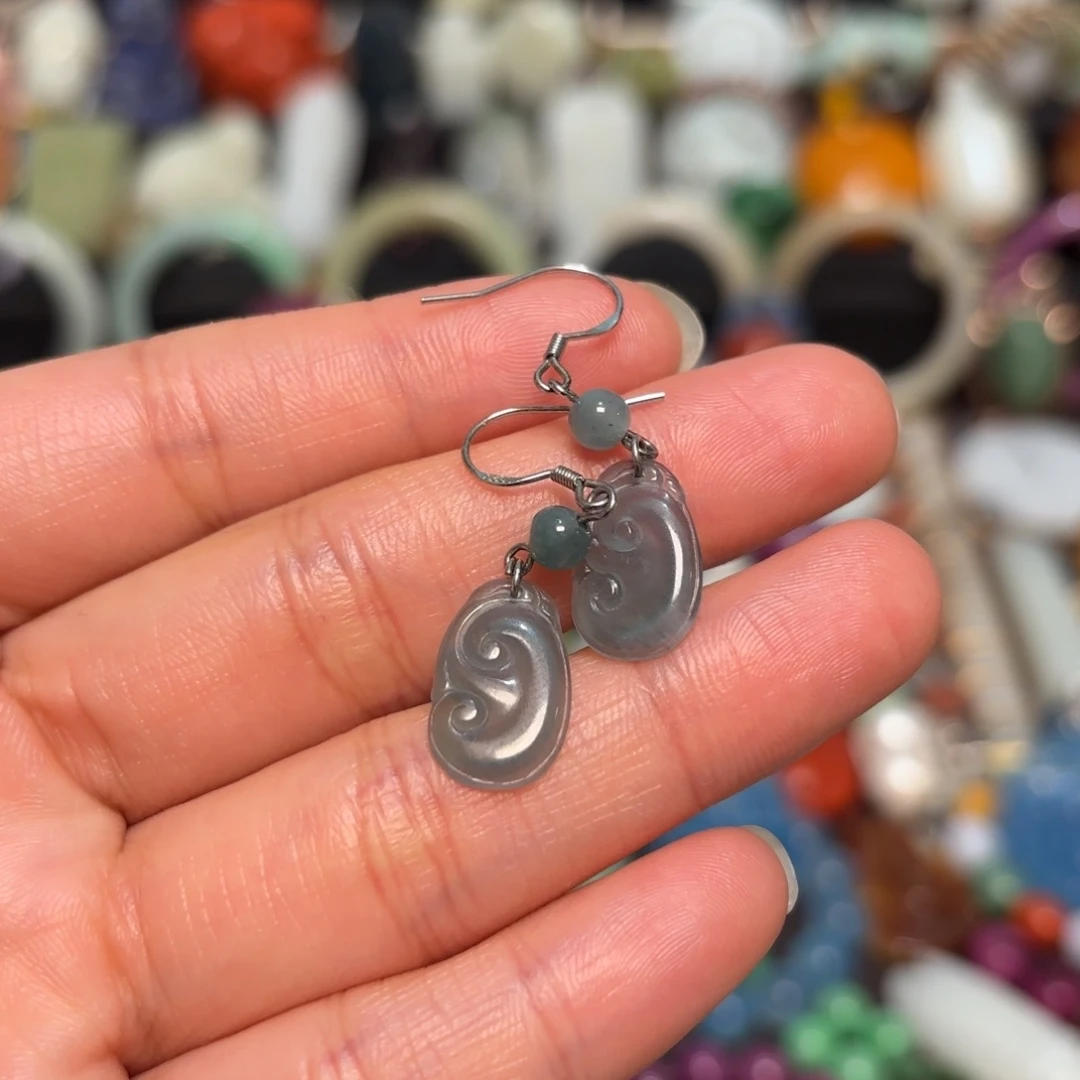 翡翠银S925镶嵌耳饰开播福利不议价炸