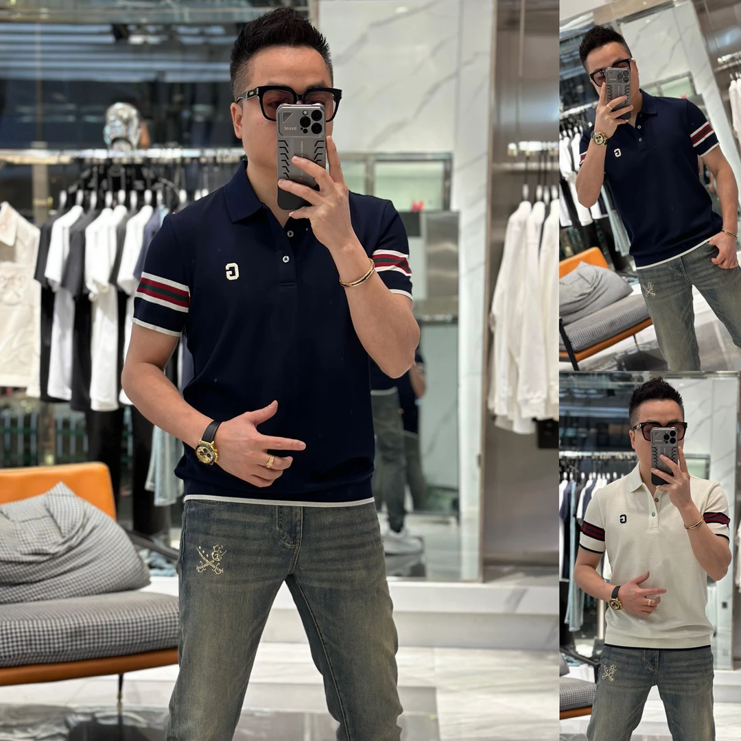 【发现者】2025夏季欧货男士轻奢小刺绣短袖POLO衫百搭舒适MK~7801
