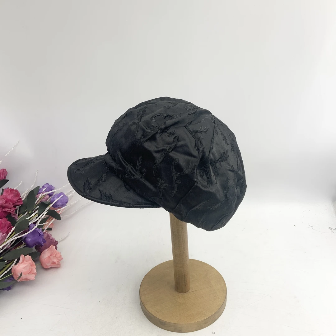 新款褶皱透气新中式时尚百搭八角带沿贝雷帽