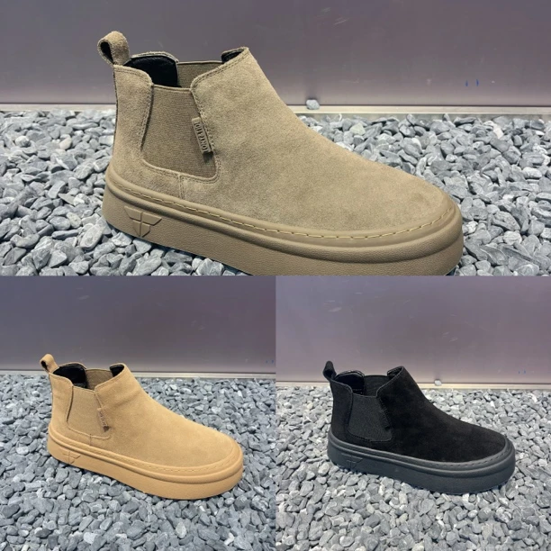 广州精品纯皮厚底舒适透气百搭潮流单棉可选男士时尚休闲短靴新款