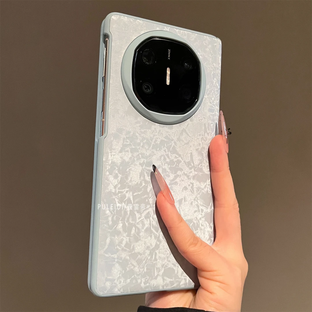 ins风天蓝贝母纹适用华为MateX7典藏版折叠屏手机壳mateX6高档X5