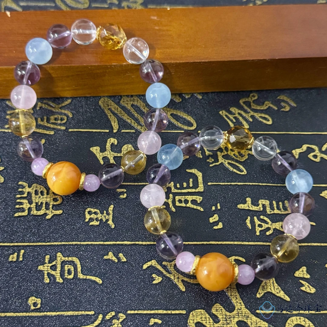 【乌达齐珠宝】10mm+老蜡单珠多宝水晶手串@多样性只发其中一个