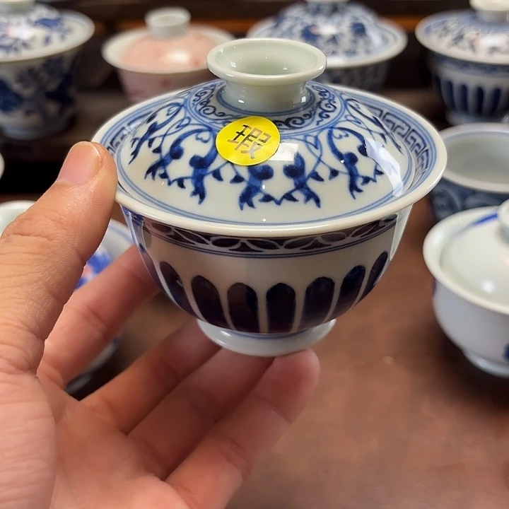 M***9景德镇纯手工手绘瑕疵盖碗，