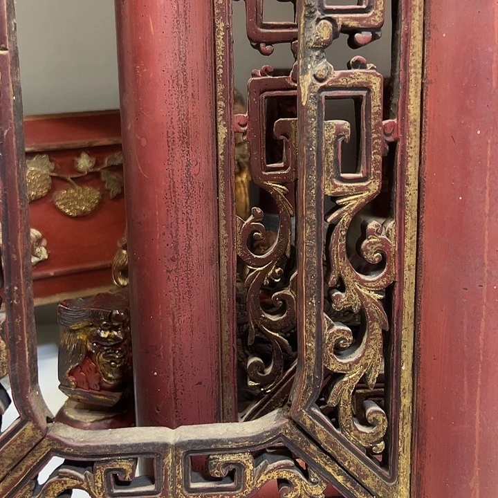 陶瓷龄**镇木雕镂空一对