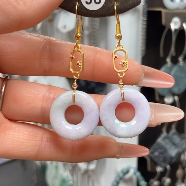 【闪购商品】翡翠耳饰银S925镀金镶嵌