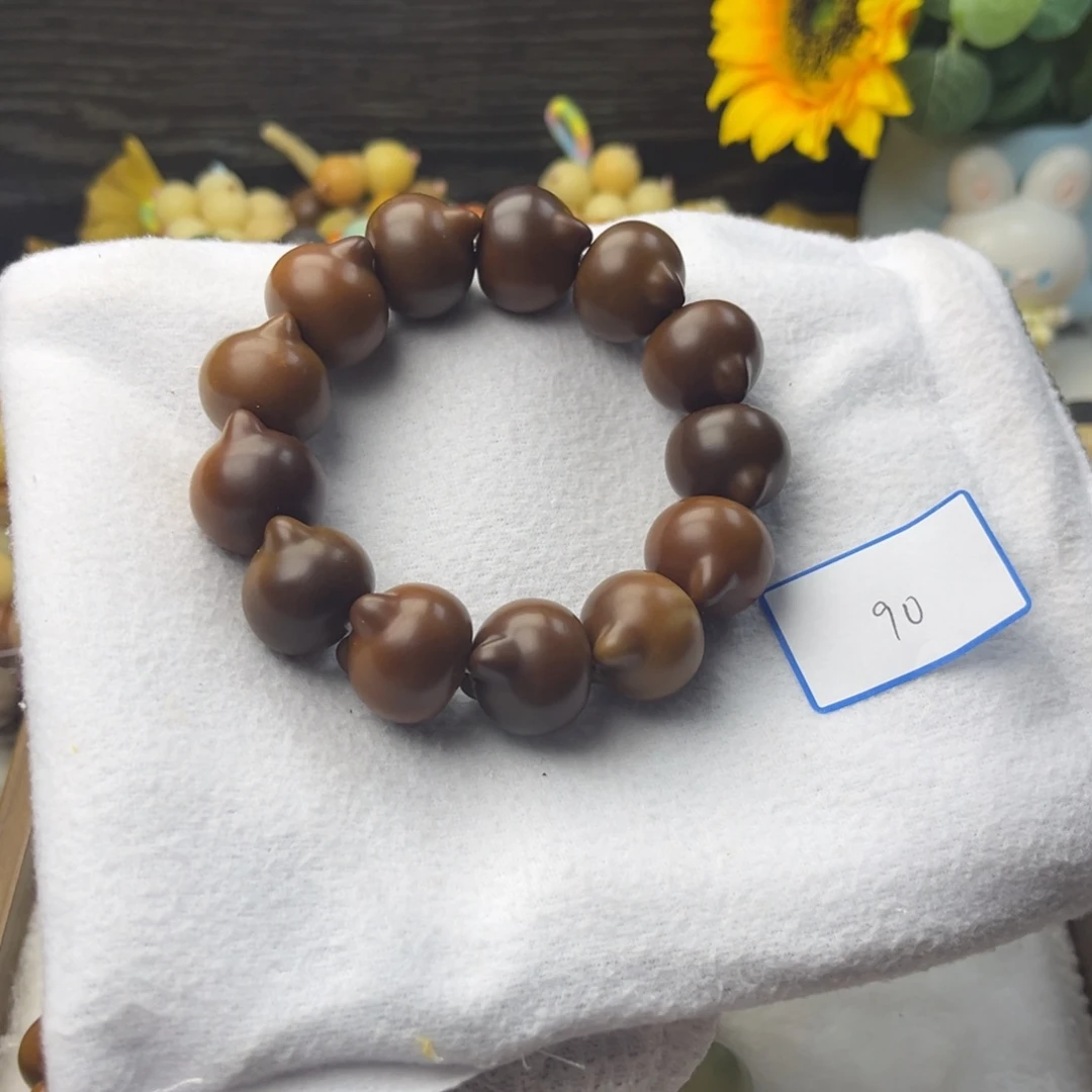 菩提根/象牙果吊坠猫头24mm微瑕疵一串