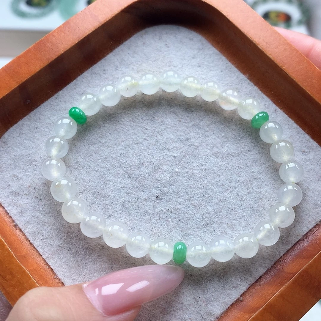 翡翠未镶嵌手串冰糖色6.4