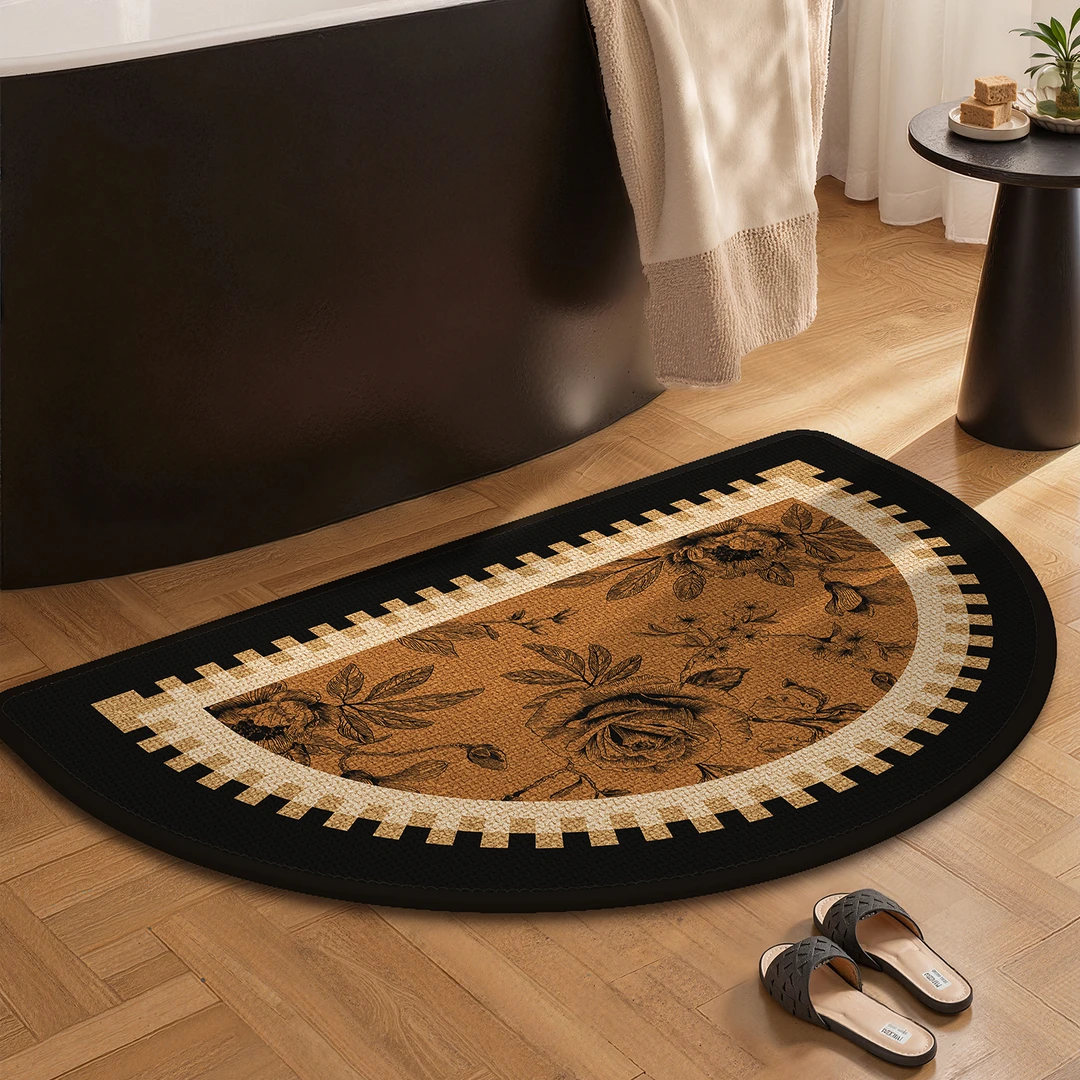 仿亚麻编织浴室防滑地垫中古风卫生间门口脚垫加厚地毯垫吸水速干