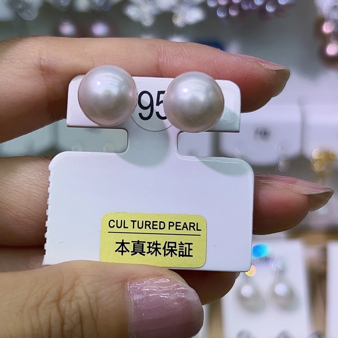 银S925镶嵌耳饰淡水珍珠