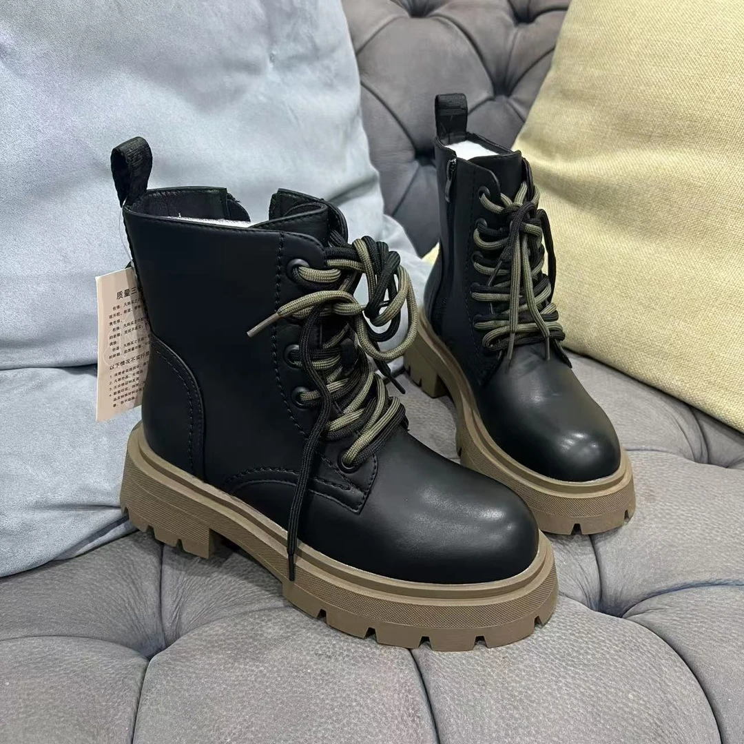 真皮马丁靴女2024秋冬鞋子新款女靴子女款女鞋短靴英伦风加绒3012