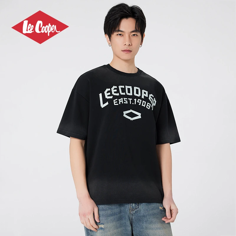 LEE COOPER户外旗舰店短袖男T恤圆领时尚印花休闲上衣潮流情侣衫