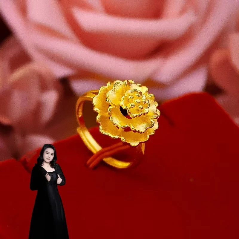 钨金戒指 R【苗.金.专柜正品】经典富贵花开戒指