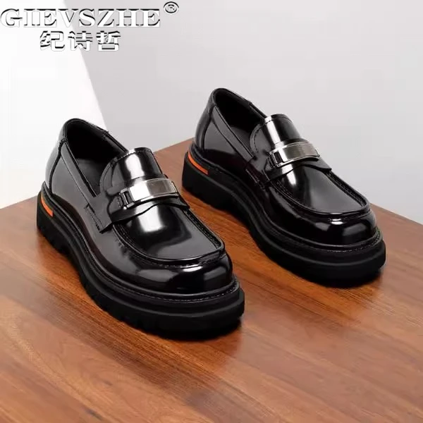 纪诗哲男鞋轻便透气百搭休闲鞋子男款潮流商务皮鞋轻奢简约乐福鞋