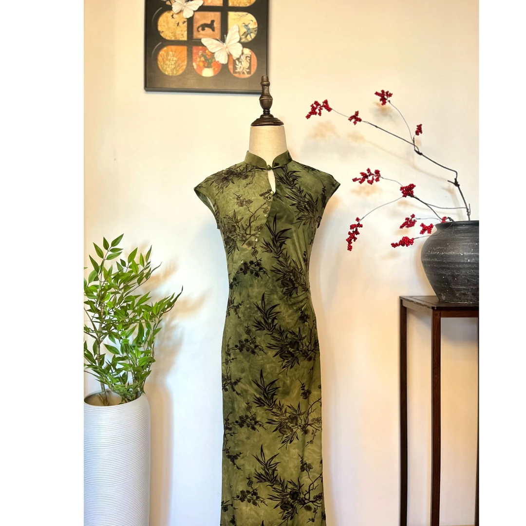 【锁清秋】夏季新款常规袖镂空新中式立领旗袍复古国风修身连衣裙