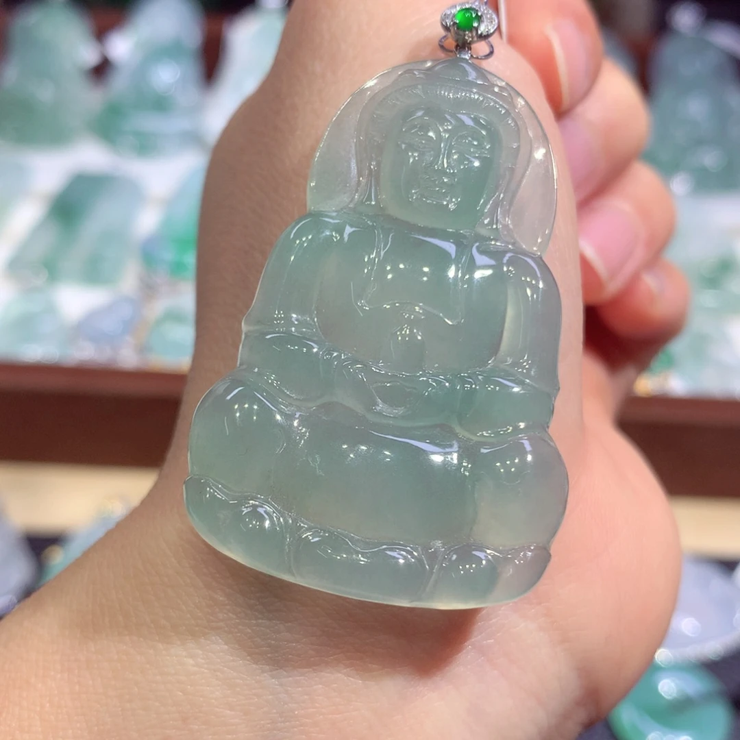 吊坠(不含链)18K金镶嵌翡翠缅甸天然翡翠A货