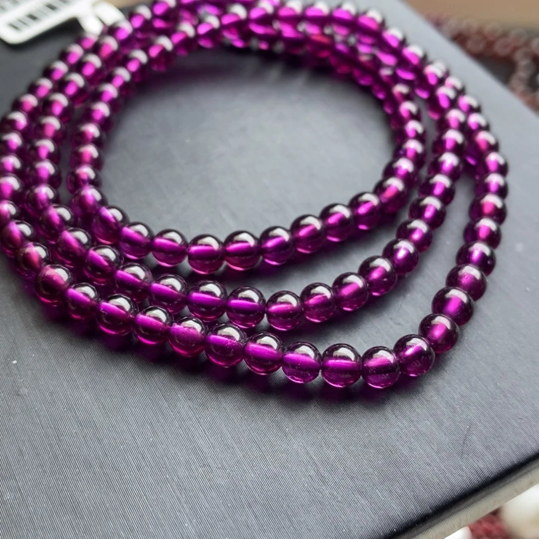 未镶嵌石榴石（紫牙乌）手链4.8mm毕业级帝王紫