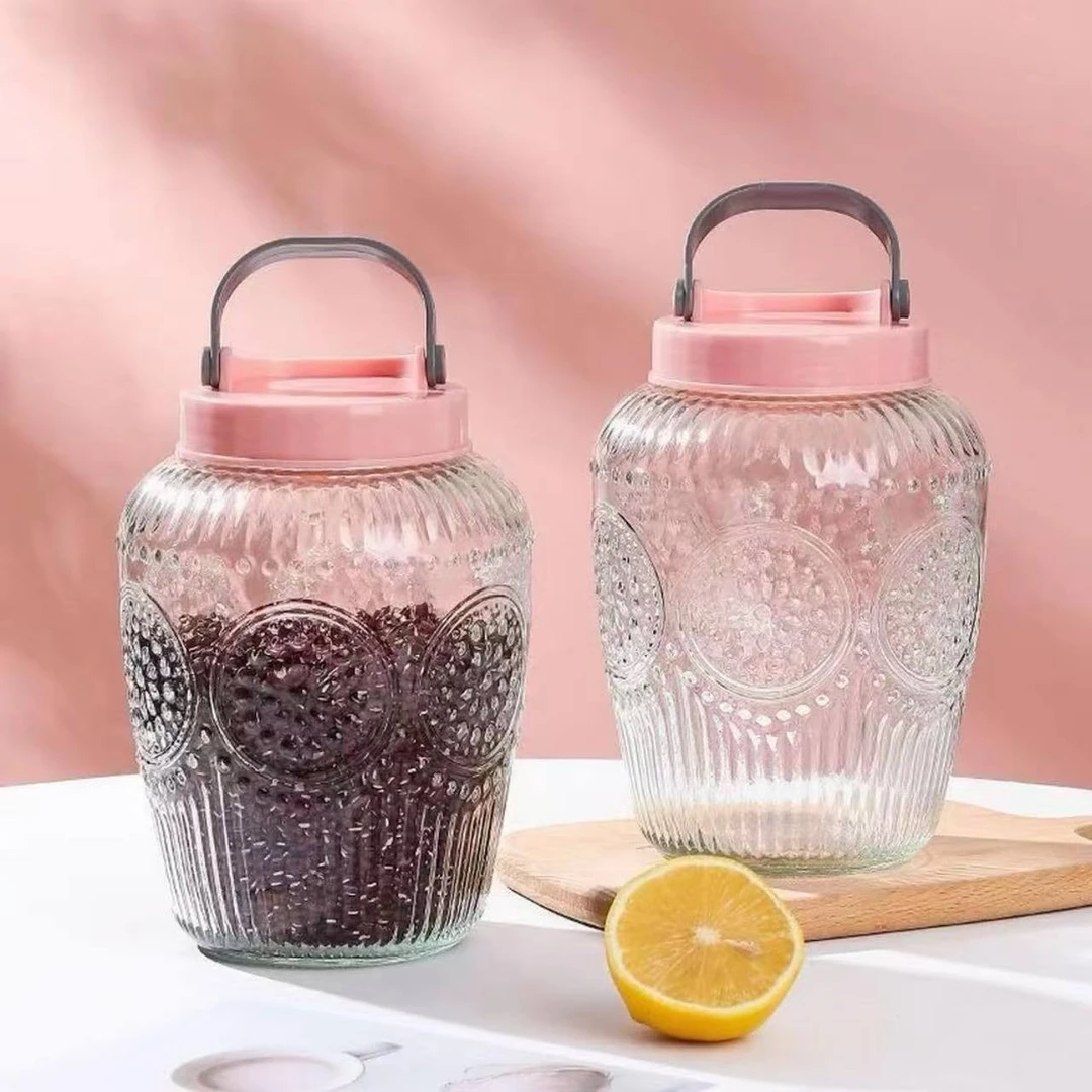 【两只装】大容量玻璃密封罐泡菜坛五谷杂粮储物罐带盖密封漏水