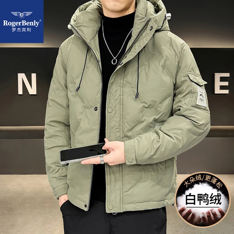 罗杰宾利冬款羽绒服男白鸭绒压花防寒保暖外套866629