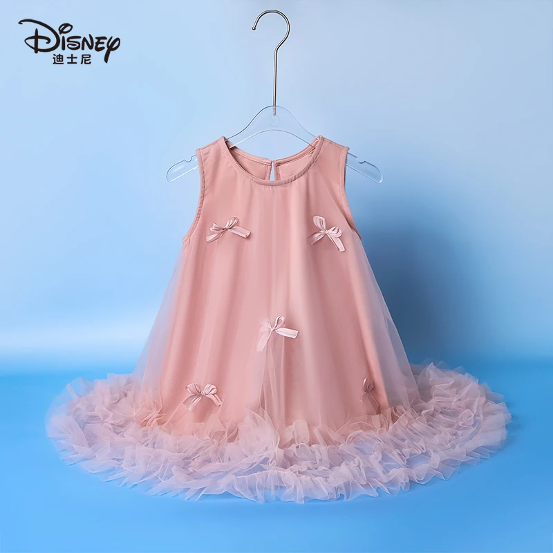 【YC】Disney/迪士尼无袖背心裙宝宝网纱蝴蝶结裙子P2527