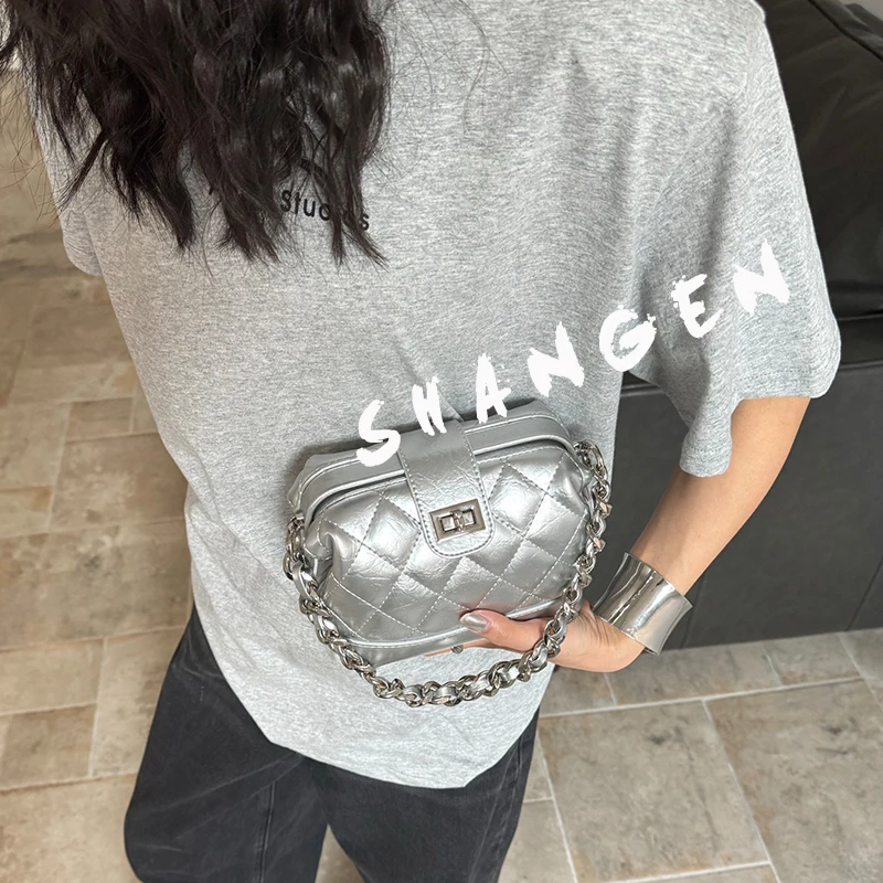 【尚恩CC】SK-82266-1-银色16*8*13-轻奢时尚女士新款手提斜跨包