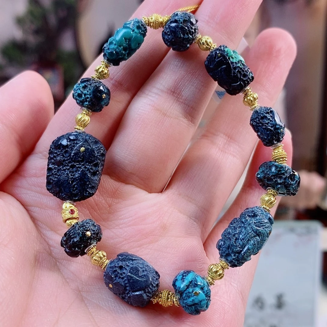 18K金镶嵌绿松石珠宝奇石