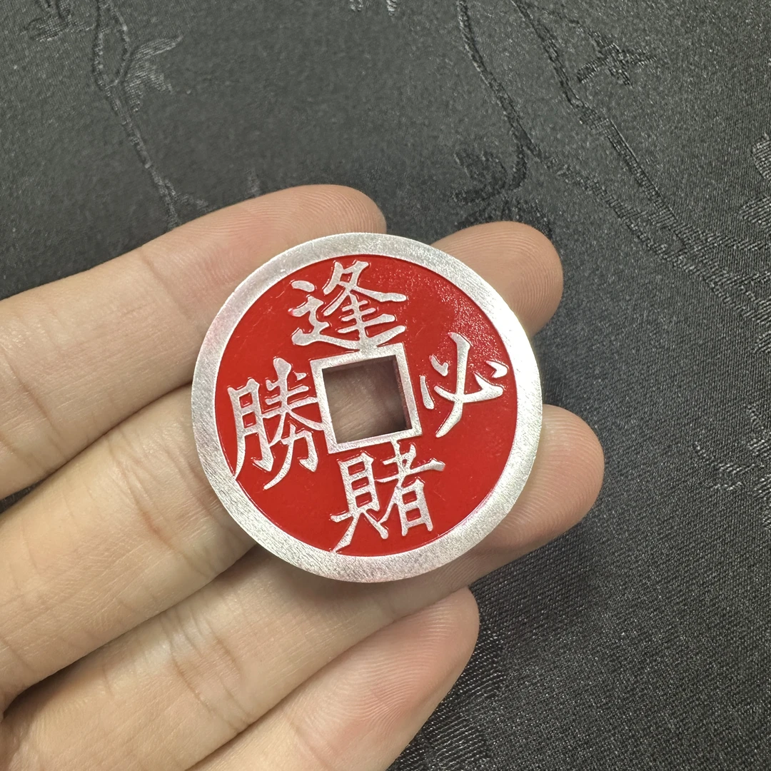 足银银制品 足银999逢赌必赢35mm21g(±1g)银色红色首饰纯银挂件
