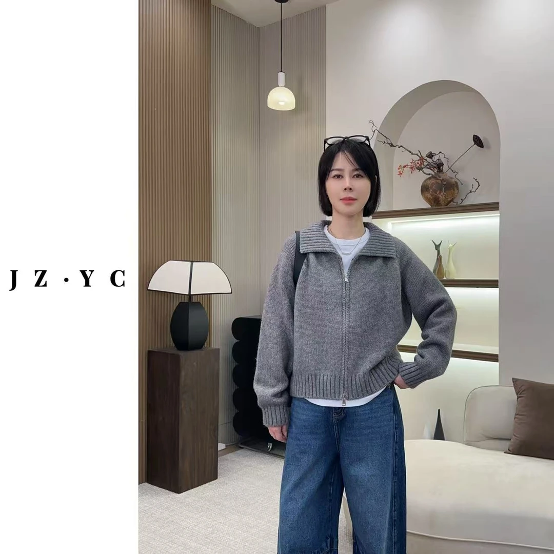 【洁子推荐】 2025秋季新款257909韩版翻领软糯毛衣外套JZYC257909