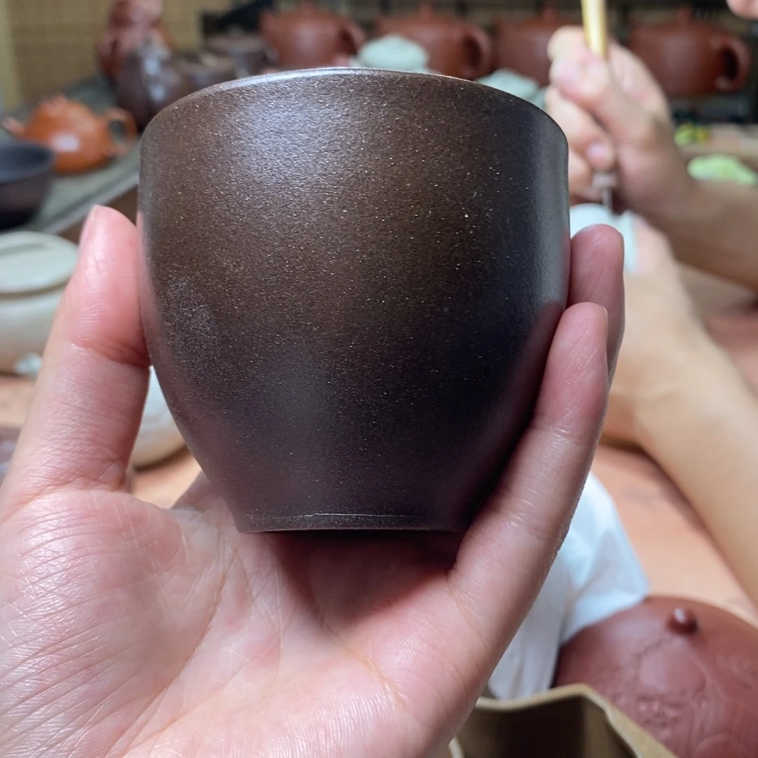 雨***空茶杯紫砂柴烧主人杯（牡丹盖置）