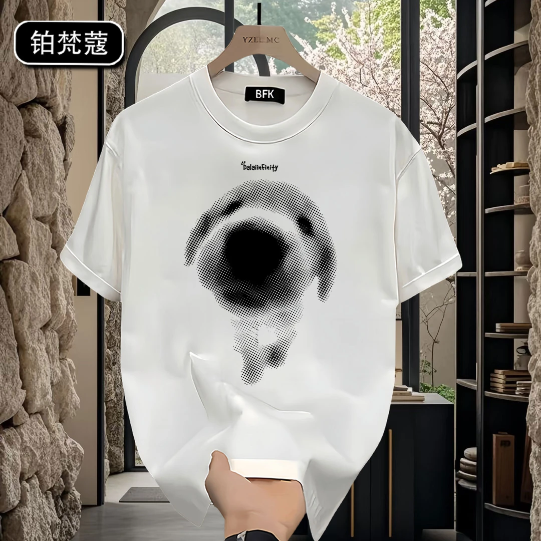 铂梵蔻美式圆领男士痞帅潮流休闲印花夏季百搭上衣纯棉短袖T恤