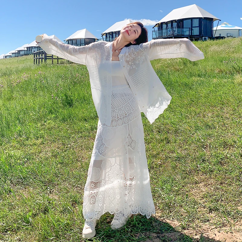 纯欲风法式蕾丝衬衫套装裙女2025春秋新款氛围感上衣半身裙两件套