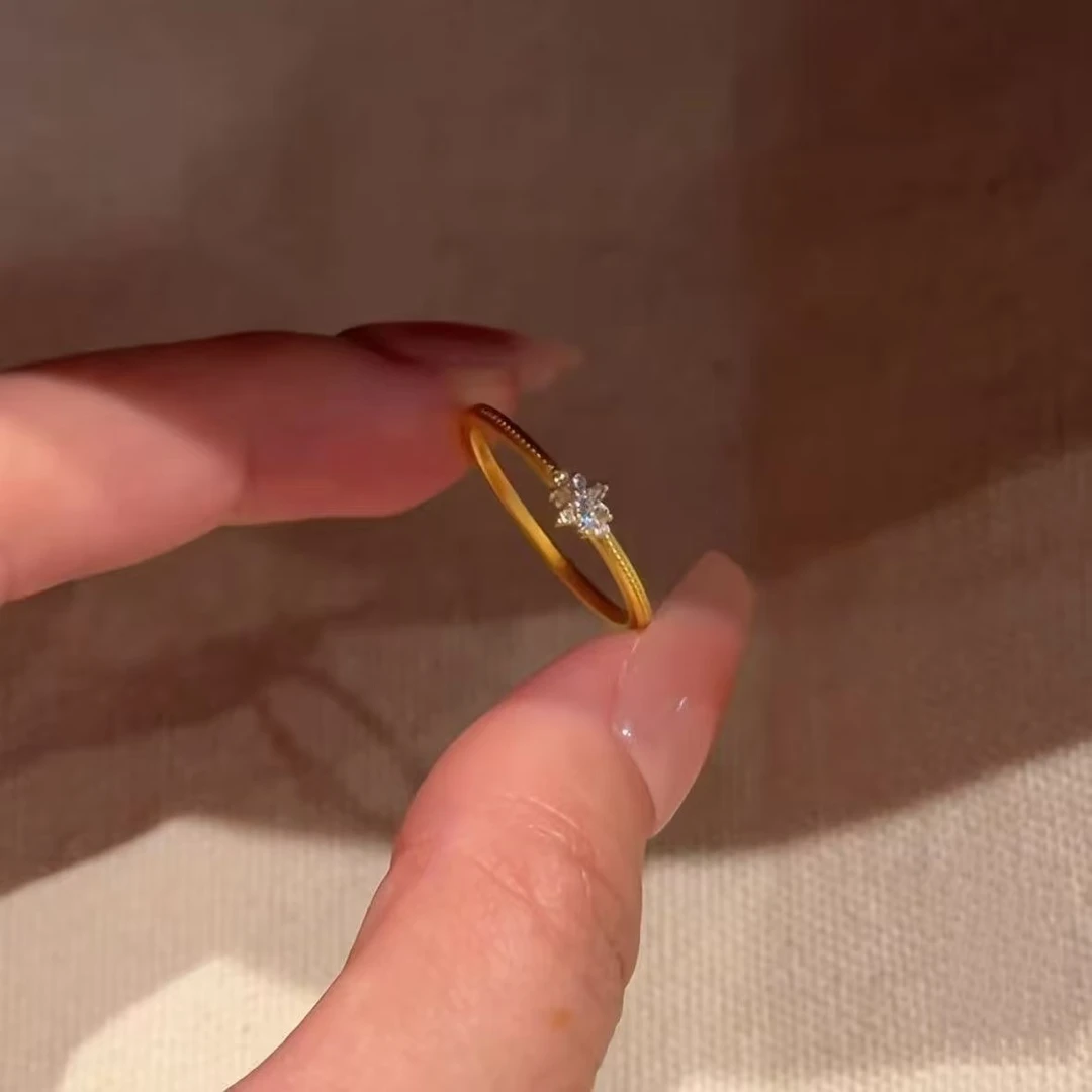 柯柒 铜合金戒指 爆闪满钻星芒戒指女设计感小众闭口戒手饰