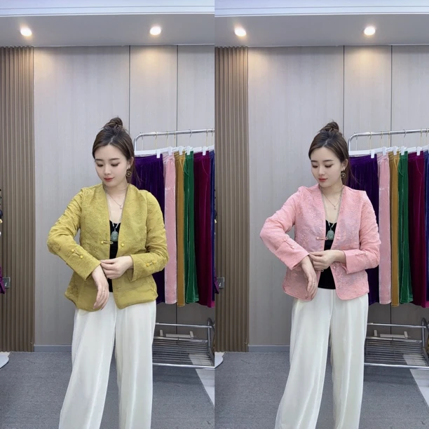 122#网红时尚百搭夏季新款V领刺绣显瘦减龄外衣