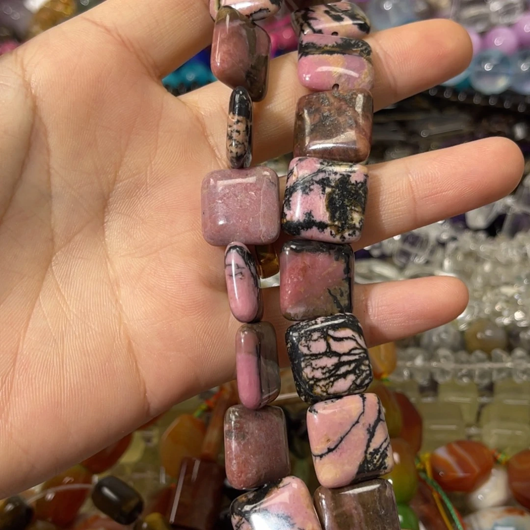 玛瑙/玉髓散珠蔷薇灰方牌