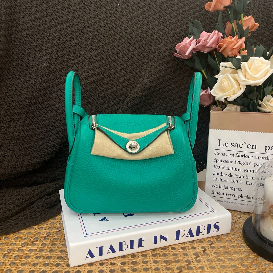 未使用 Hermes/爱马仕 mini lindy 20 U tc皮薄荷绿zbbb0918a0