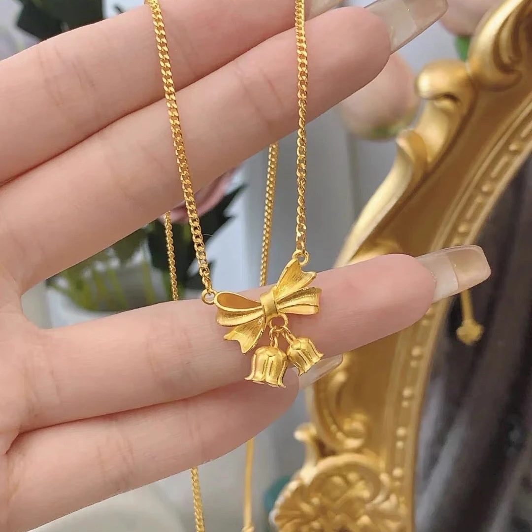 铜合金项链 在逃公主蝴蝶结铃兰花项链气质轻奢小众百搭设计锁骨