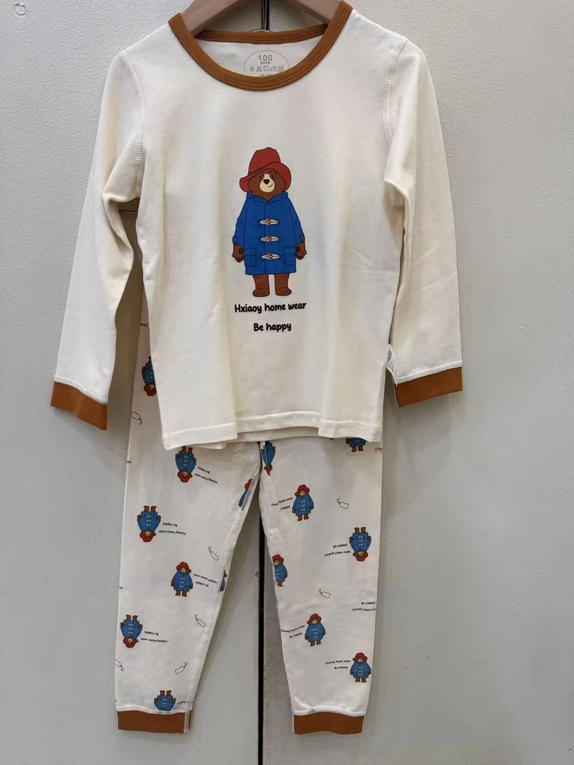 儿童品牌无骨家居服套装休闲风吸汗居家卡通风秋衣裤内衣套装