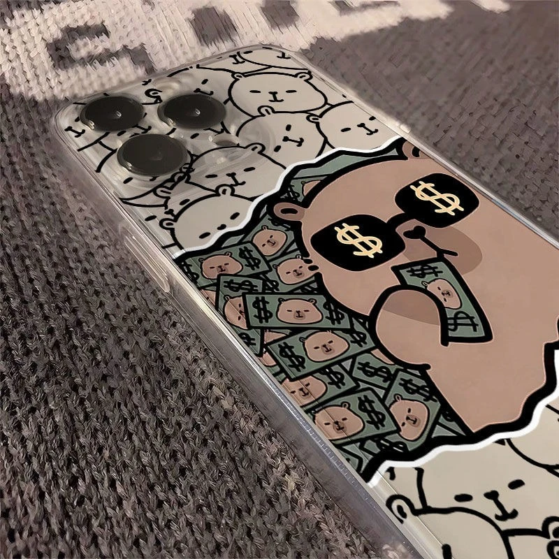 露比水豚情侣太空手机壳适用于苹果16透明iphone14保护壳1512pro