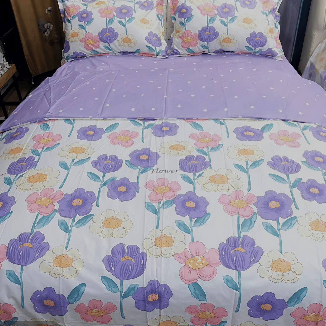 加厚纯棉被罩】亲肤精梳斜纹印花纯棉斜纹单人被套碎花紫气东莱