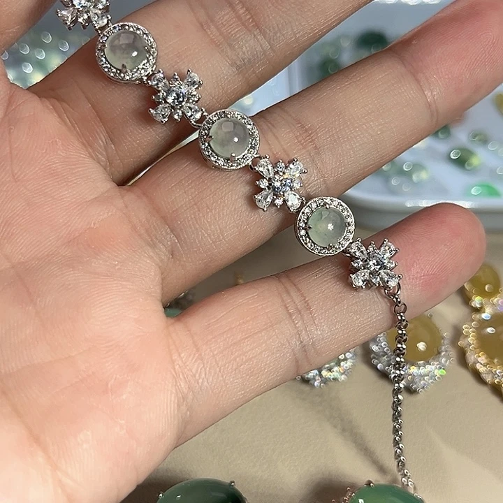 翡翠银S925镶嵌手链