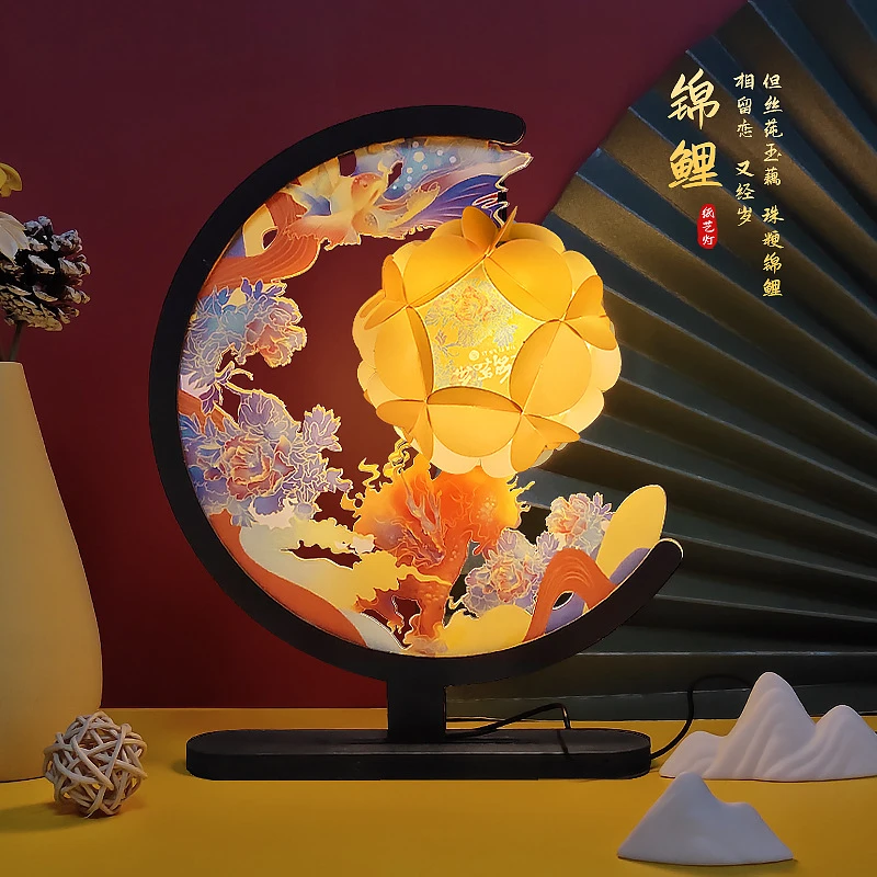 故宫复古创意情侣情人节礼品国风国潮手工DIY光影纸雕古风小夜灯